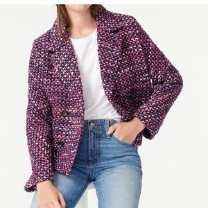 J.‎ Crew Lady Jacket Women’s Size Medium Italian Boucle Nello Gori Pink Purple